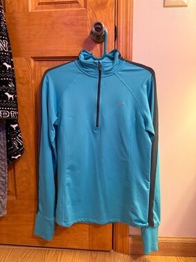 Nike Blue Half-Zip Pullover with Charcoal Shoulder Stripes